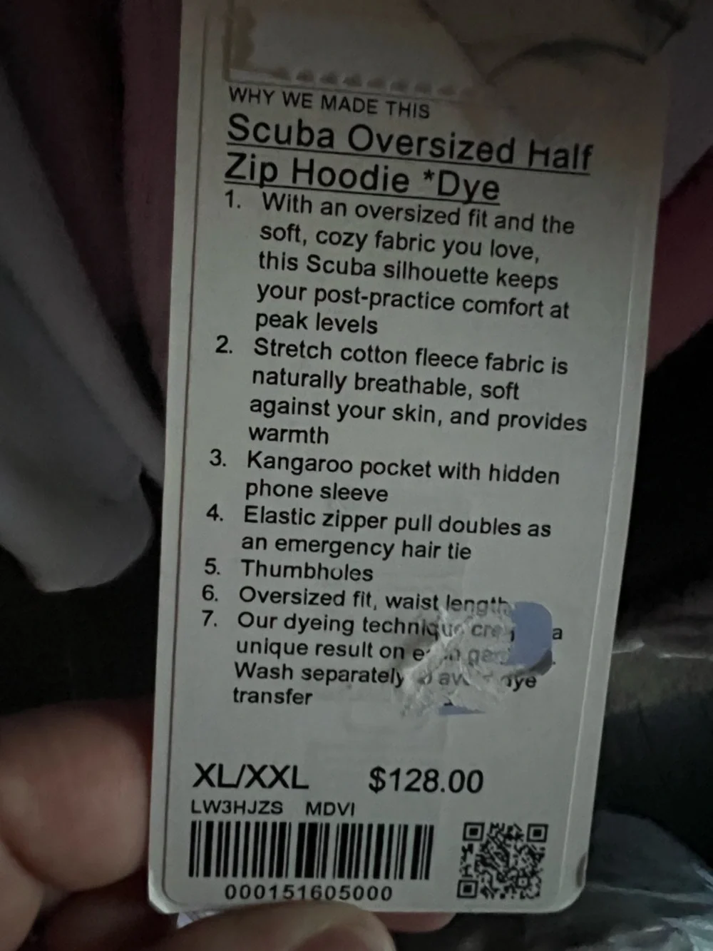 #185 Lululemon Scuba OverS  Half-Zip Hoodie Mineral Dye Purple Cosmos NWT XL/XXL - Picture 2 of 3